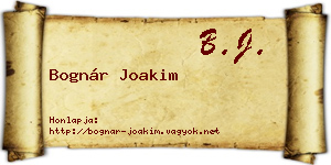 Bognár Joakim névjegykártya